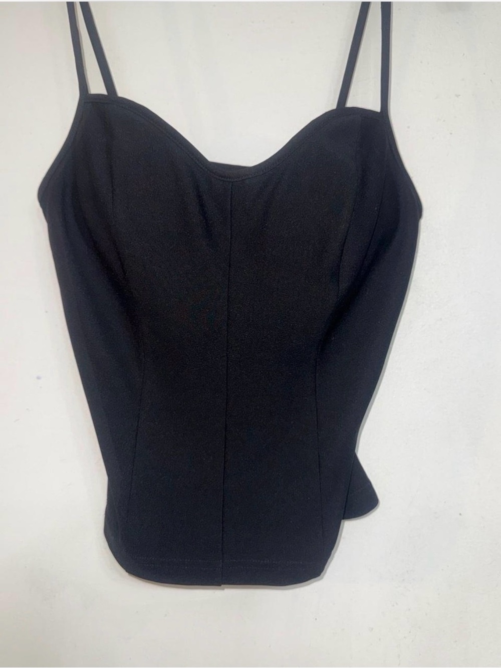 Structured Black Spaghetti-Strap Camisole Top